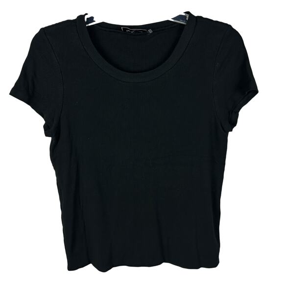 LNA Evereve Harrison Black Double Layer Crew Neck Short Sleeve Tee L - Picture 4 of 8